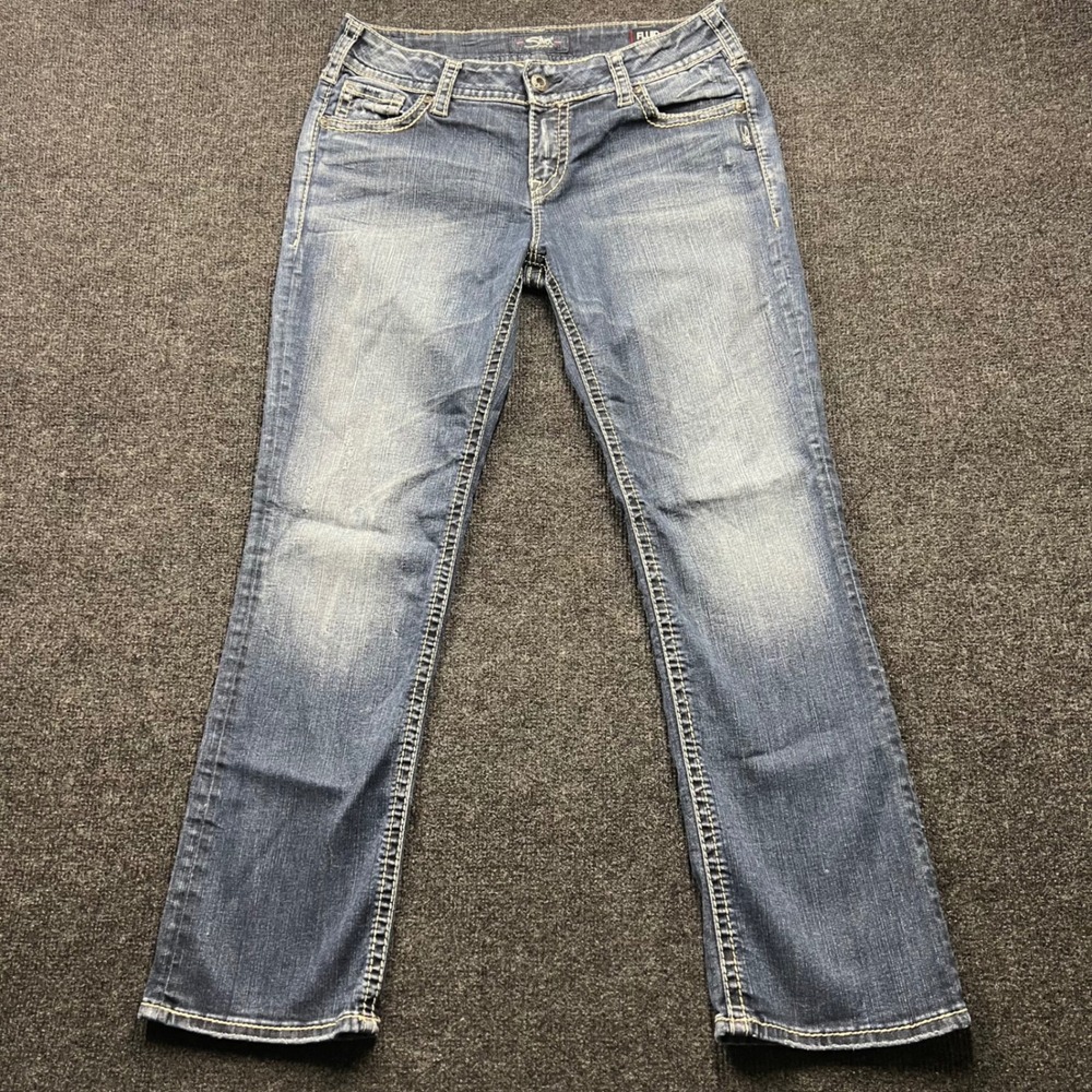 Silver Jeans Co Suki Mid Straight Blue Denim W31 L30 Fluid L93413SDI349